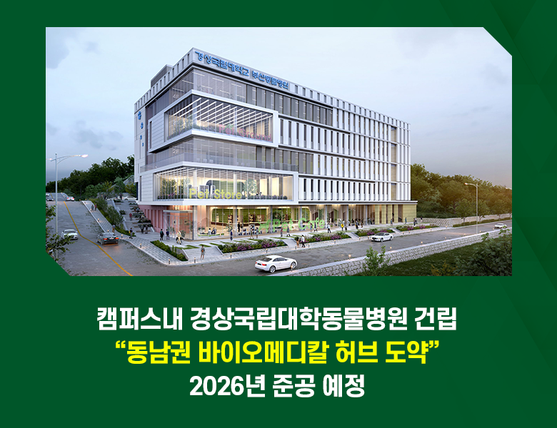 캠퍼스내 경상국립대학동물병원 건립 “동남권 바이오메디칼 허브 도약” 2026년 준공 예정